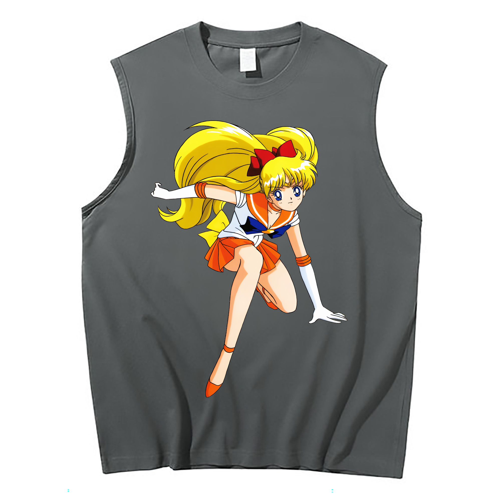 （画像用） 美少女戦士セーラームーン 愛野 美奈子 あいの みなこ Sailor Moon Aino Minako コットン100％タンクトップ（フロントプリント）